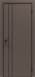 Дверь межкомнатная Порта-58 4AB ПЭТ, Keramik Brown в комплекте с врезанной черной магнитной защелкой, глухая, кромка алюминиевая черная матовая, каркасно-щитовая