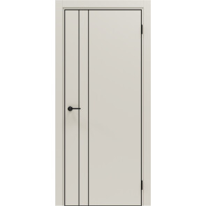 Дверь межкомнатная Порта-58 4AB ПЭТ, Keramik Valse в комплекте с врезанной черной магнитной защелкой, глухая, кромка алюминиевая черная матовая, каркасно-щитовая