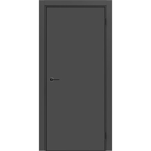Дверь межкомнатная Порта-50 4AB ПЭТ, Shellac Graphite в комплекте с врезанной черной магнитной защелкой, глухая, кромка алюминиевая черная матовая, каркасно-щитовая