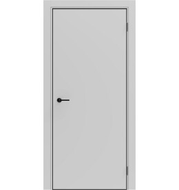 Дверь межкомнатная Порта-50 4AB ПЭТ, Shellac Grey в комплекте с врезанной черной магнитной защелкой, глухая, кромка алюминиевая черная матовая, каркасно-щитовая