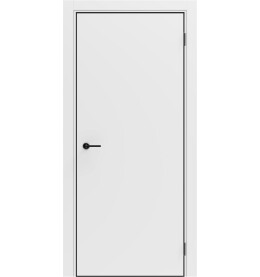 Дверь межкомнатная Порта-50 4AB ПЭТ, Shellac White в комплекте с врезанной черной магнитной защелкой, глухая, кромка алюминиевая черная матовая, каркасно-щитовая