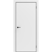 Дверь межкомнатная Порта-50 4AB ПЭТ, Shellac White в комплекте с врезанной черной магнитной защелкой, глухая, кромка алюминиевая черная матовая, каркасно-щитовая