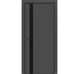 Дверь межкомнатная Порта-51 4AB FlexEmal(PET) Shellac Graphite, глухая, декор black star, кромка алюминиевая черная, каркасно-щитовая
