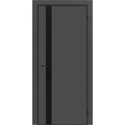Дверь межкомнатная Порта-51 4AB FlexEmal(PET) Shellac Graphite, глухая, декор black star, кромка алюминиевая черная, каркасно-щитовая