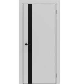 Дверь межкомнатная Порта-51 4AB ПЭТ, Shellac Grey в комплекте с врезанной черной магнитной защелкой, глухая, кромка алюминиевая черная матовая, каркасно-щитовая