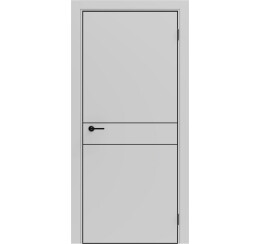 Дверь межкомнатная Порта-52 4AB FlexEmal(PET) Shellac Grey, глухая, кромка алюминиевая черная, каркасно-щитовая