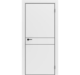 Дверь межкомнатная Порта-52 4AB FlexEmal(PET) Shellac White, глухая, кромка алюминиевая черная, каркасно-щитовая