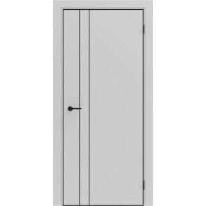 Дверь межкомнатная Порта-58 4AB ПЭТ, Shellac Grey в комплекте с врезанной черной магнитной защелкой, глухая, кромка алюминиевая черная матовая, каркасно-щитовая