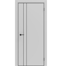 Дверь межкомнатная Порта-58 4AB ПЭТ, Shellac Grey в комплекте с врезанной черной магнитной защелкой, глухая, кромка алюминиевая черная матовая, каркасно-щитовая