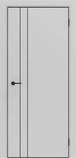 Дверь межкомнатная Порта-58 4AB ПЭТ, Shellac Grey в комплекте с врезанной черной магнитной защелкой, глухая, кромка алюминиевая черная матовая, каркасно-щитовая