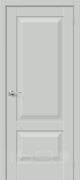 Дверь межкомнатная Прима-22 ПЭТ Grey Silk, глухая, без кромки, царговая