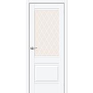 Дверь межкомнатная "Прима-3" White Silk остекление White Сrystal