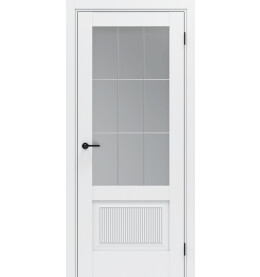Дверь межкомнатная ФлексЭмаль Neo 6, Shellac White, остекленная, филенчатая