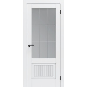 Дверь межкомнатная ФлексЭмаль Neo 6, Shellac White, остекленная, филенчатая