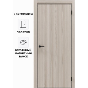 Дверь межкомнатная Порта-50 4AB Полипропилен, Alpik Oak в комплекте с врезанной черной магнитной защелкой, глухая, кромка алюминиевая черная матовая, каркасно-щитовая