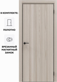 Дверь межкомнатная Порта-50 4AB Полипропилен, Alpik Oak в комплекте с врезанной черной магнитной защелкой, глухая, кромка алюминиевая черная матовая, каркасно-щитовая