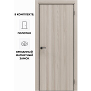 Дверь межкомнатная Порта-50 4AB Полипропилен, Alpik Oak в комплекте с врезанной черной магнитной защелкой, глухая, кромка алюминиевая черная матовая, каркасно-щитовая