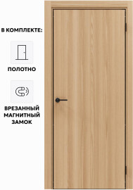 Дверь межкомнатная Порта-50 4AB Полипропилен, Natural Oak в комплекте с врезанной черной магнитной защелкой, глухая, кромка алюминиевая черная матовая, каркасно-щитовая