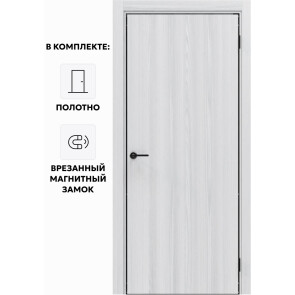 Дверь межкомнатная Порта-50 4AB Полипропилен, White Oak в комплекте с врезанной черной магнитной защелкой, глухая, кромка алюминиевая черная матовая, каркасно-щитовая