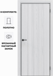 Дверь межкомнатная Порта-50 4AB Полипропилен, White Oak в комплекте с врезанной черной магнитной защелкой, глухая, кромка алюминиевая черная матовая, каркасно-щитовая