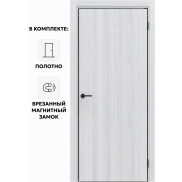 Дверь межкомнатная Порта-50 4AB Полипропилен, White Oak в комплекте с врезанной черной магнитной защелкой, глухая, кромка алюминиевая черная матовая, каркасно-щитовая