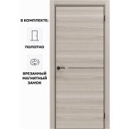 Дверь межкомнатная Порта-50.1 4AB Полипропилен, Alpik Oak в комплекте с врезанной черной магнитной защелкой, глухая, кромка алюминиевая черная матовая, каркасно-щитовая