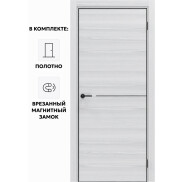 Дверь межкомнатная Порта-50.1 4AB Полипропилен, White Oak в комплекте с врезанной черной магнитной защелкой, глухая, кромка алюминиевая черная матовая, каркасно-щитовая