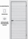 Дверь межкомнатная Порта-50.1 4AB Полипропилен, White Oak в комплекте с врезанной черной магнитной защелкой, глухая, кромка алюминиевая черная матовая, каркасно-щитовая