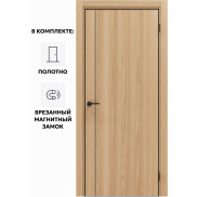 Дверь межкомнатная Порта-50.11 4AB Полипропилен, Natural Oak в комплекте с врезанной черной магнитной защелкой, глухая, кромка алюминиевая черная матовая, каркасно-щитовая