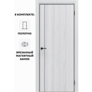 Дверь межкомнатная Порта-50.11 4AB Полипропилен, White Oak в комплекте с врезанной черной магнитной защелкой, глухая, кромка алюминиевая черная матовая, каркасно-щитовая