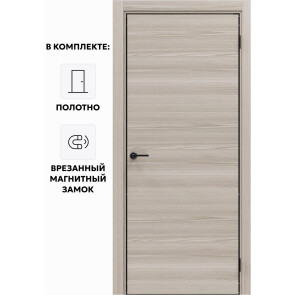 Дверь межкомнатная Порта-50G 4AB Полипропилен, Alpik Oak в комплекте с врезанной черной магнитной защелкой, глухая, кромка алюминиевая черная матовая, каркасно-щитовая