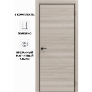 Дверь межкомнатная Порта-50G 4AB Полипропилен, Alpik Oak в комплекте с врезанной черной магнитной защелкой, глухая, кромка алюминиевая черная матовая, каркасно-щитовая