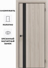 Дверь межкомнатная Порта-51 4AB Полипропилен, Alpik Oak в комплекте с врезанной черной магнитной защелкой, глухая, кромка алюминиевая черная матовая, каркасно-щитовая
