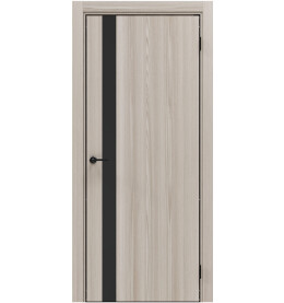 Дверь межкомнатная Порта-51 4AB Полипропилен, Alpik Oak в комплекте с врезанной черной магнитной защелкой, глухая, кромка алюминиевая черная матовая, каркасно-щитовая