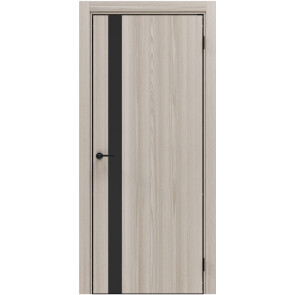 Дверь межкомнатная Порта-51 4AB Полипропилен, Alpik Oak в комплекте с врезанной черной магнитной защелкой, глухая, кромка алюминиевая черная матовая, каркасно-щитовая