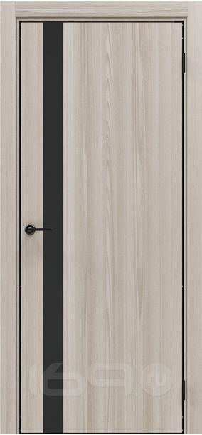 Дверь межкомнатная Порта-51 4AB Полипропилен, Alpik Oak в комплекте с врезанной черной магнитной защелкой, глухая, кромка алюминиевая черная матовая, каркасно-щитовая
