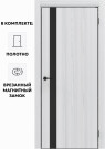 Дверь межкомнатная Порта-51 4AB Полипропилен, White Oak в комплекте с врезанной черной магнитной защелкой, глухая, кромка алюминиевая черная матовая, каркасно-щитовая