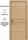 Дверь межкомнатная Порта-52 4AB Полипропилен, Natural Oak в комплекте с врезанной черной магнитной защелкой, глухая, кромка алюминиевая черная матовая, каркасно-щитовая