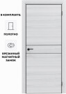Дверь межкомнатная Порта-52 4AB Полипропилен, White Oak в комплекте с врезанной черной магнитной защелкой, глухая, кромка алюминиевая черная матовая, каркасно-щитовая