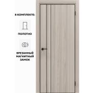 Дверь межкомнатная Порта-58 4AB Полипропилен, Alpik Oak в комплекте с врезанной черной магнитной защелкой, глухая, кромка алюминиевая черная матовая, каркасно-щитовая