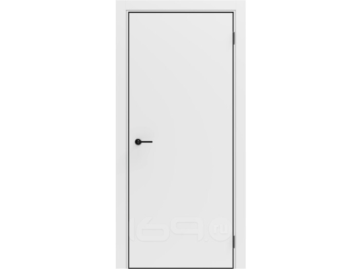 Дверь межкомнатная Порта-50 4AB Полипропилен, Alaska в комплекте с врезанной черной магнитной защелкой, глухая, кромка алюминиевая черная матовая, каркасно-щитовая
