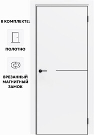 Дверь межкомнатная Порта-50.1 B Полипропилен, Alaska в комплекте с врезанной черной магнитной защелкой, глухая, каркасно-щитовая