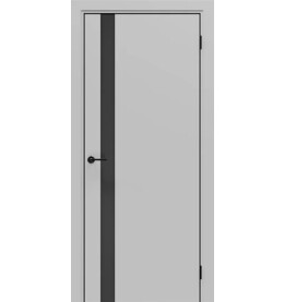 Дверь межкомнатная Порта-51 4AB Полипропилен, Nardo Grey в комплекте с врезанной черной магнитной защелкой, глухая, кромка алюминиевая черная матовая, каркасно-щитовая
