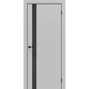 Дверь межкомнатная Порта-51 4AB Полипропилен, Nardo Grey в комплекте с врезанной черной магнитной защелкой, глухая, кромка алюминиевая черная матовая, каркасно-щитовая