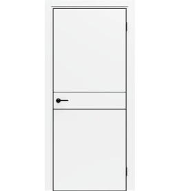 Дверь межкомнатная Порта-52 4AB Полипропилен, Alaska в комплекте с врезанной черной магнитной защелкой, глухая, кромка алюминиевая черная матовая, каркасно-щитовая