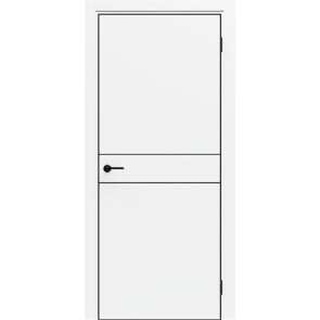 Дверь межкомнатная Порта-52 4AB Полипропилен, Alaska в комплекте с врезанной черной магнитной защелкой, глухая, кромка алюминиевая черная матовая, каркасно-щитовая
