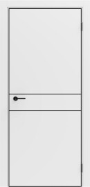 Дверь межкомнатная Порта-52 4AB высота 210 Полипропилен, Alaska в комплекте с врезанной черной магнитной защелкой, глухая, кромка алюминиевая черная матовая, каркасно-щитовая