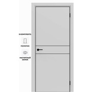Дверь межкомнатная Порта-52 4AB Полипропилен, Nardo Grey в комплекте с врезанной черной магнитной защелкой, глухая, кромка алюминиевая черная матовая, каркасно-щитовая