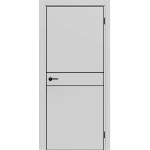 Дверь межкомнатная Порта-52 4AB Полипропилен, Nardo Grey в комплекте с врезанной черной магнитной защелкой, глухая, кромка алюминиевая черная матовая, каркасно-щитовая