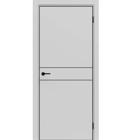 Дверь межкомнатная Порта-52 4AB Полипропилен, Nardo Grey в комплекте с врезанной черной магнитной защелкой, глухая, кромка алюминиевая черная матовая, каркасно-щитовая